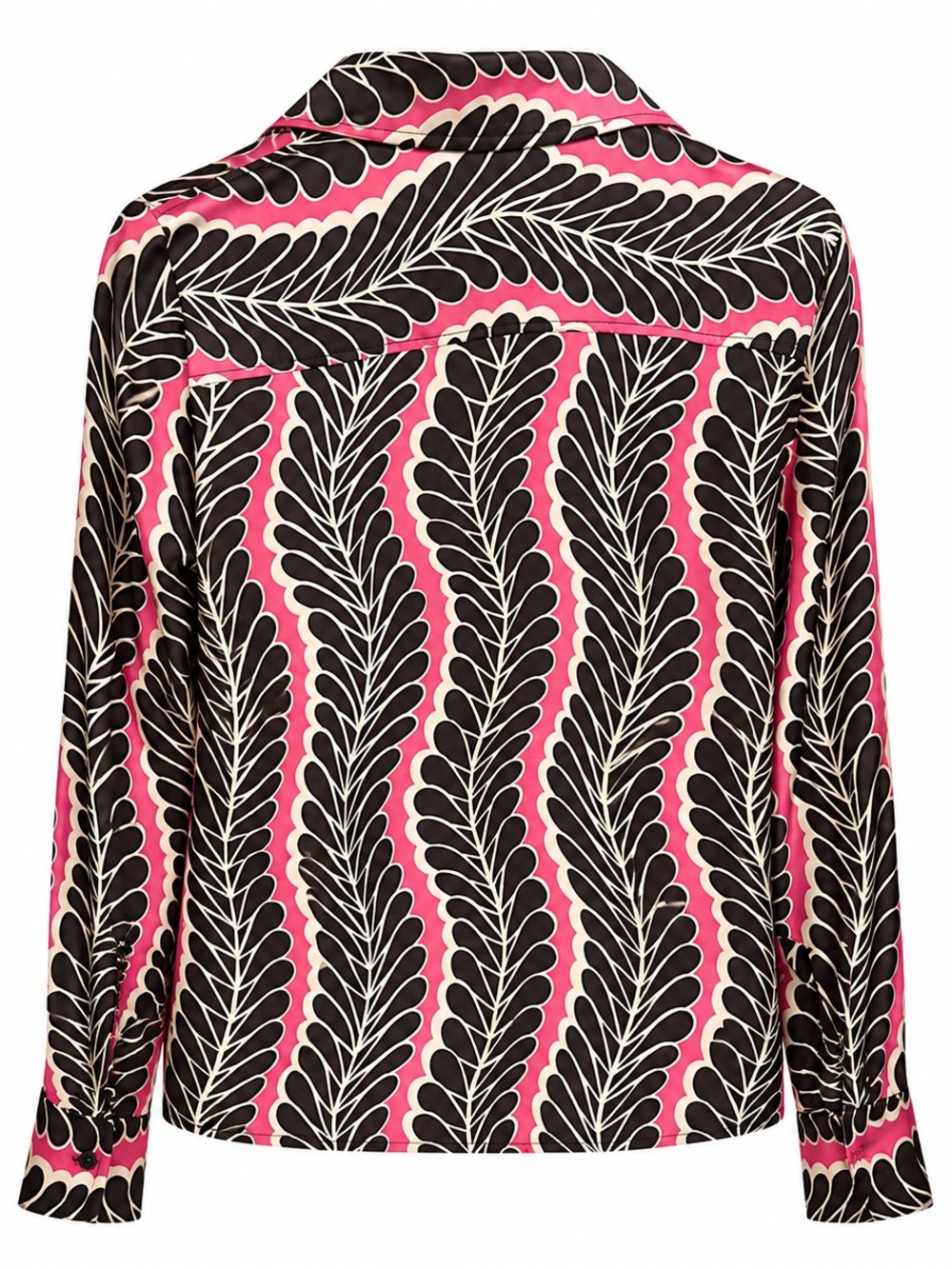 Etcetera 100% Silk Button Front Blouse Women’s Size 8 Pink Brown Leaf Print - Picture 2 of 3
